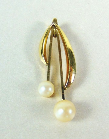 Modernistische art deco gold filled dubbele parel hanger 2