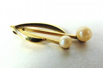 Modernistische art deco gold filled dubbele parel hanger 4