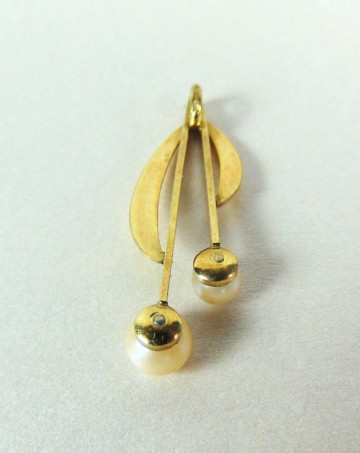 Modernistische art deco gold filled dubbele parel hanger 6