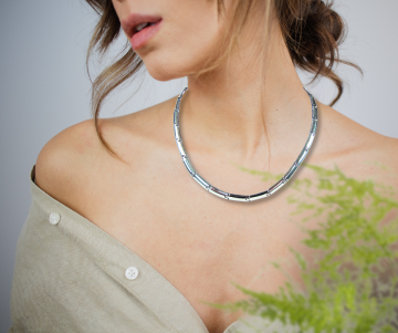 Modernistische bolle lange schakels ketting dk op dame
