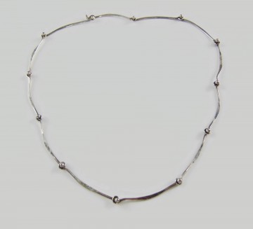 Modernistische gebogen staaf schakel ketting zilver 4