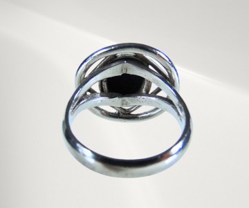 Modernistische zilver lapis lazuli ring rond pr 2