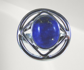 Modernistische zilver lapis lazuli ring rond pr 4