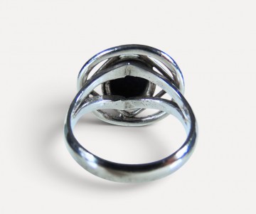 Modernistische zilver lapis lazuli ring rond pr plain 3