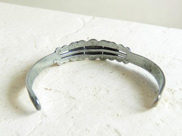 Navajo harvey era nickle silver zilver turquoise slang thunderbird armband pr steen 2
