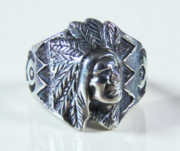 Navajo indianen kop ring zilver pr wit spiegel