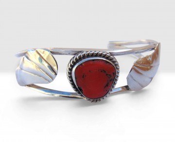 Navajo koraal bladeren dubbel zilver armband pr studio 2