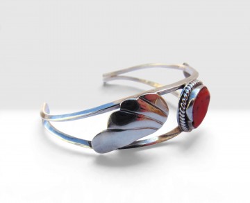 Navajo koraal bladeren dubbel zilver armband pr studio 4