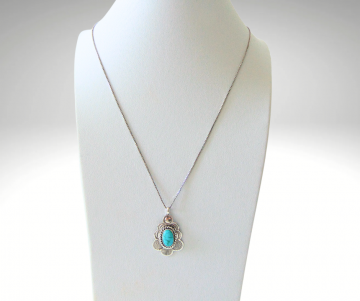 Navajo schulpend zilver turquoise hanger ketting pr 4