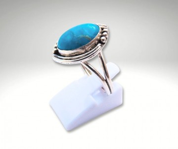 Navajo strak geometrisch ruit turquoise zilver ring cv 1