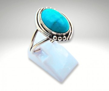 Navajo strak geometrisch ruit turquoise zilver ring cv 2