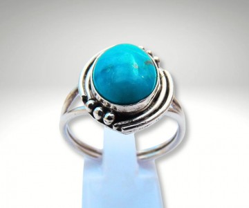 Navajo strak geometrisch ruit turquoise zilver ring cv 3