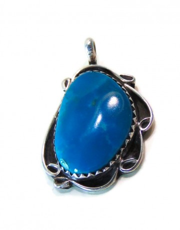 Navajo zilveren ovale sierlijke turquoise hanger 4