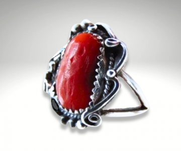 Navajo zilveren ring koraal pr 1