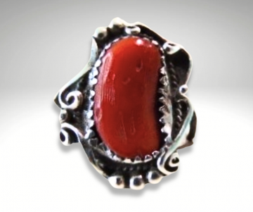 Navajo zilveren ring koraal pr 2