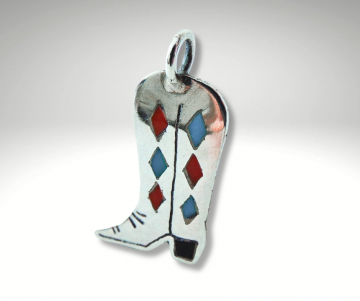 Navajo zilveren turquoise koraal inleg laars hanger pr 1