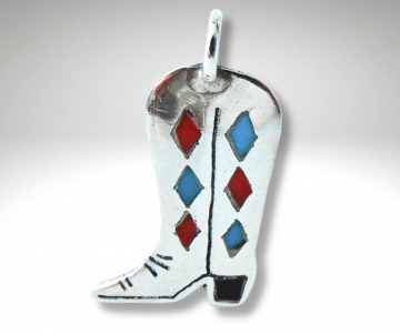 Navajo zilveren turquoise koraal inleg laars hanger pr 2