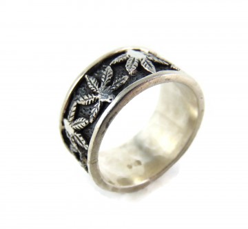 Nieuwe brede band ring wietblad oxidatie 2