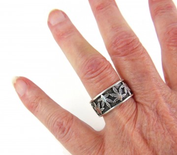 Nieuwe brede band ring wietblad oxidatie 3