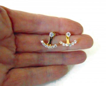 Nieuwe vermeil zilver verguld anker cz oorbellen 1