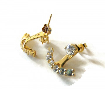 Nieuwe vermeil zilver verguld anker cz oorbellen 3