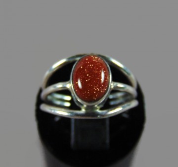 Nieuwe zilveren 3 band ring ovale goudsteen 2