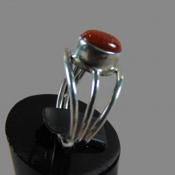 Nieuwe zilveren 3 band ring ovale goudsteen 4