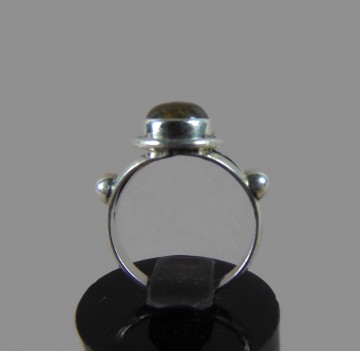 Nieuwe zilveren ring gespleten band 2 druppels ronde maansteen labradoriet 4