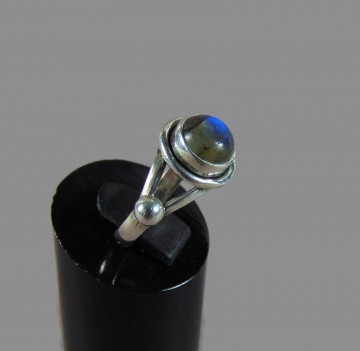 Nieuwe zilveren ring gespleten band 2 druppels ronde maansteen labradoriet 5