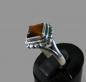 Nieuwe zilveren ring vierkante tijgeroog 3