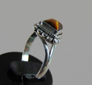 Nieuwe zilveren ring vierkante tijgeroog 5