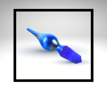 Okra 1990 blauw sprookjes parfum fles roze bloem lijst grijze achtergrond 4