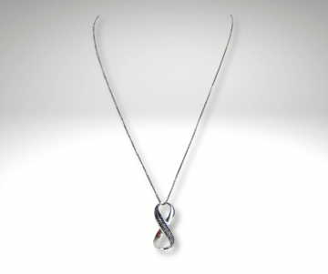 Oneindigheids symbool zilver diamant zwart wit hanger ketting pr 3