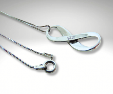Oneindigheids symbool zilver diamant zwart wit hanger ketting pr