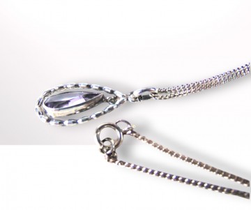 Ovale druppel amethist zilveren hanger ketting pr 2