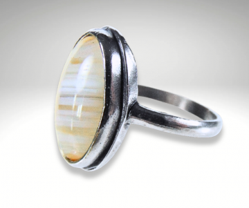 Ovale lake superior bandagaat zilver ring pr 1