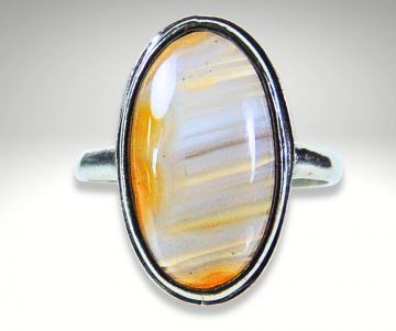 Ovale lake superior bandagaat zilver ring pr 2