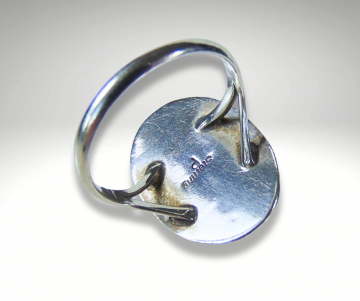 Ovale navajo zilver malachiet shadowbox ring pr 3
