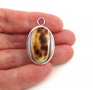 Ovale zilveren hanger concho schelp cabochon 1
