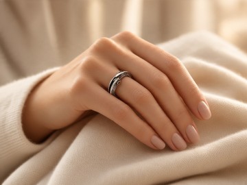 Platte gespleten brutalist modernist 14 k goud zilver gehamerde ring pr model 0