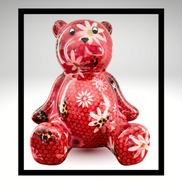 Pomme pidou rode beschilderde beer spaarpot grijze overloop lijst 3