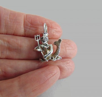 Poseidon neptunus zilveren bedel met drietand 1