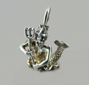 Poseidon neptunus zilveren bedel met drietand 2