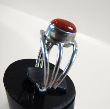 Pr nieuwe zilveren 3 band ring ovale goudsteen 1  1