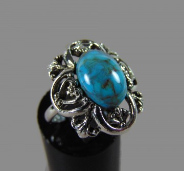 Sarah coventry vintage grote ovale sierlijke faux turquoise ring 1