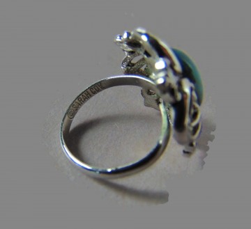 Sarah coventry vintage grote ovale sierlijke faux turquoise ring 3