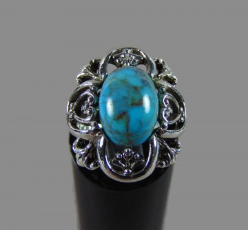 Sarah coventry vintage grote ovale sierlijke faux turquoise ring 4