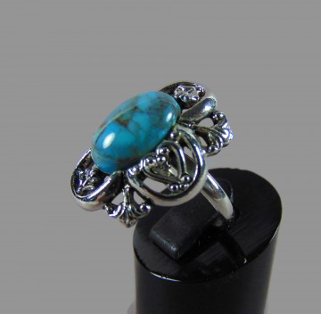Sarah coventry vintage grote ovale sierlijke faux turquoise ring 5