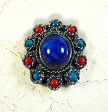 Sarah coventry vintage ring faux lapis turquoise koraal pr steen 2