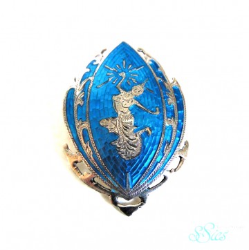 Siam broche blauw zilver 2